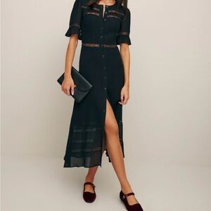 Reformation Woodson Dress - Black - Size 6